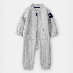 Carter's Light Gray Quilted Zip-Up Baby One-Piece